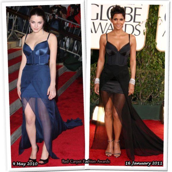 New Nina Ricci silk runway corset bustier slit mesh semisheer maxi dress gown - Picture 2 of 16